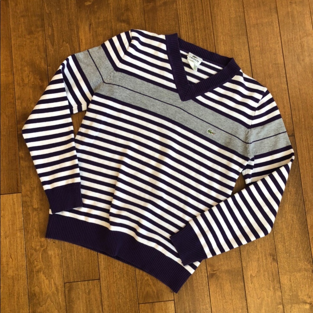 Lacoste Purple Stripe Sweater (Size XS)